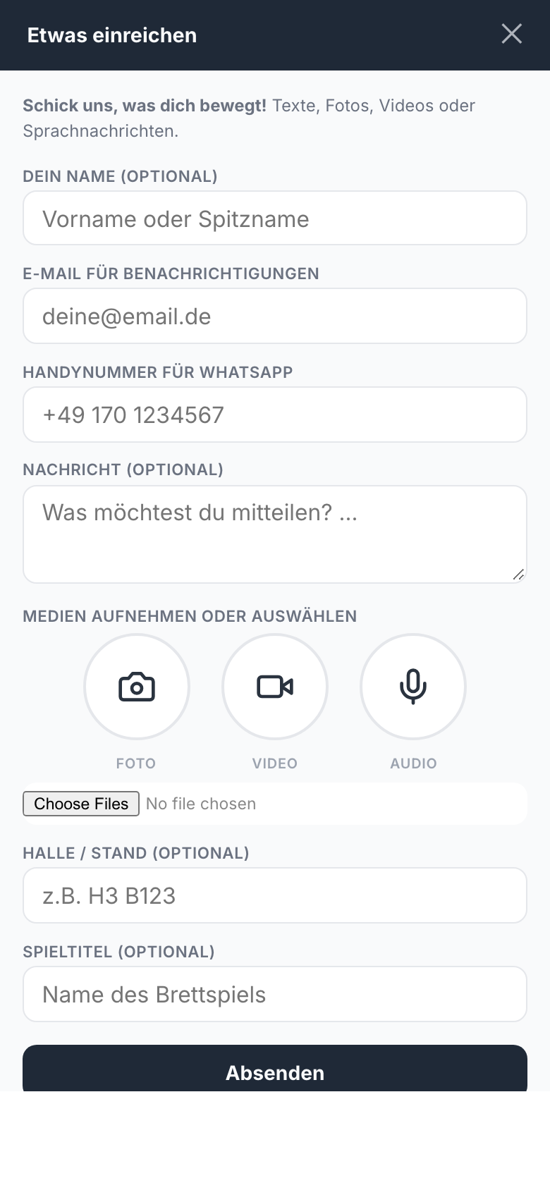 Einreichen am Handy