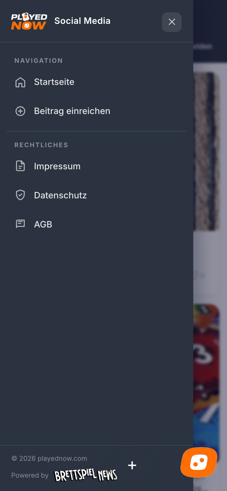 Ausgeklapptes Navigationsmenü